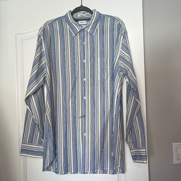 J Crew Mens Long Sleeve 100% Cotton Stripped Button Down Shirt - Large - Picture 1 of 3